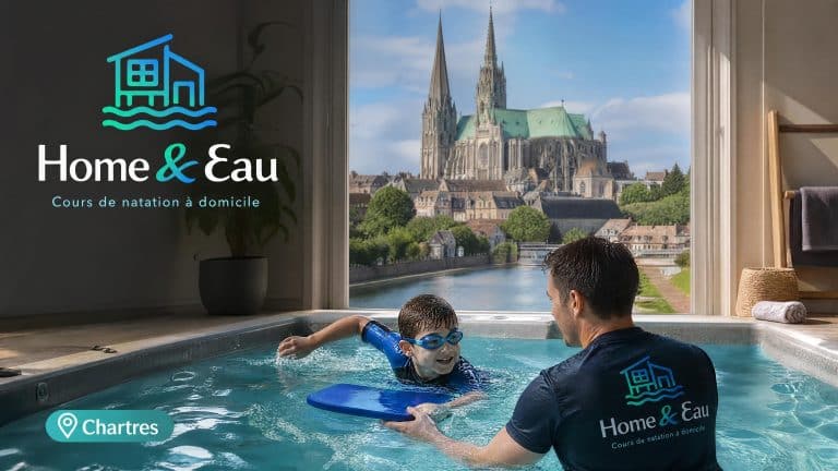 Cours de natation à domicile à Chartres avec vue sur la Cathédrale - Home et Eau